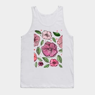 Watercolor and ink flowers - pink Tank Top